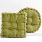 2 Pack Large Square and Round Floor Cushions for Adults Meditation Floor Pillow Green Corduroy Floor Seat Pillows Cushion for Living Room Balcony Tatami Yoga,18x18 Inch