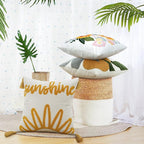 Merrycolor Boho Tufted Decorative Throw Pillow Covers 18x18 with Tassels Sunshine Bohemian Pillow Covers Cushion Covers for Couch Sofa Bedroom Living Room Yellow Beige 1PC
