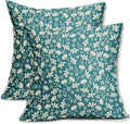 Teal Pillow Covers 16x16 Set of 2 Vintage Floral Rustic Old Style Cute Flower Print Decorative Outdoor Pillowcases Seasonal Farmhouse Throw Cushion Case Decor for Couch Sofa Bed