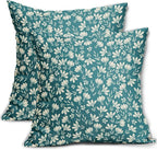 Teal Pillow Covers 16x16 Set of 2 Vintage Floral Rustic Old Style Cute Flower Print Decorative Outdoor Pillowcases Seasonal Farmhouse Throw Cushion Case Decor for Couch Sofa Bed