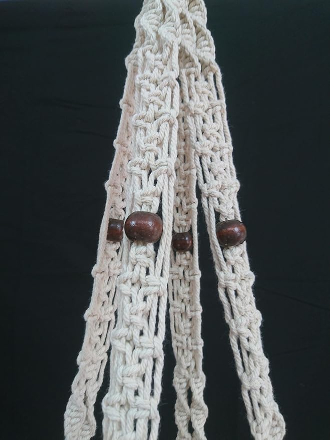 Rope Macrame Plant Hanger Hanging Planter 4 Legs 59 Inch for 12-13 inch Plant Pot, Without Pot and Plant (Cream-Cotton)