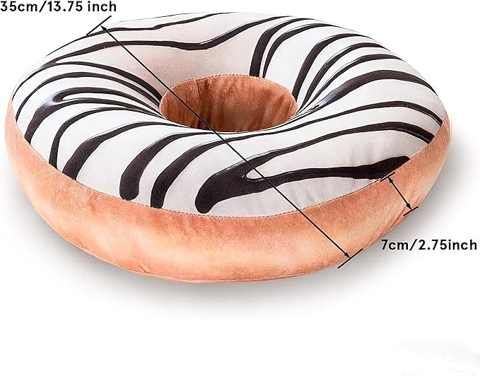 HYSEAS Round Throw Pillow 14 Inch Chocolate White Donut, 3D Digital Print Decorative Soft Food Shaped Pillow, Light Weight Seat Cushion for Couch, Chair, Floor, Sofa, 2 Pack