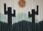 Macrame Wall Hanging Green Cactus Wall Decor Macrame Wall Decor 57" W x 35" L Dip-Dye Large Yarn Tapestry Fiber Art Home Decor