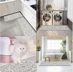 Arttown Boho Anti-Fatigue Kitchen Rug Set of 2 Grey White Cushioned Floor Standing Mat Waterproof Non-Slip Mat and PVC Ergonomic Comfort Foam Rug