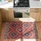 Area Rug 2x3 Rug Machine Washable Non-Slip Low Pile Print Pattern Western Rug for Living Room Bedroom Entryway Tribal Series -Red/Orange