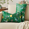 MUSSEL Dark Green Floral Pillow Covers 12x20 Set of 2, Velvet Wild Flower Plant Throw Pillows Case, Square Farmhouse Decor Cushion Covers for Home Sofa Bed Couch