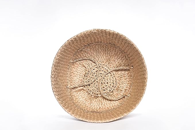 Seagrass Belly Basket (Size: 14x14x13 inches, Color: Yellow Natural - Set of 2) Laundry, Picnic - Plant Pots Cover Indoor Home Decor - Hand Woven Straw Beach Bag with Handles…