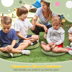 Fumete 8 Pcs 16 Inch Round Floor Cushions for Kids and Toddlers, Flexible Seating Classroom Furniture Floor Pillow for Home, Daycare, Preschool, Yoga and Meditation (Green)
