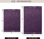 Chenille Throw Blanket for Couch 60"X 80" Twin, Soft Cozy Throws with Fringe Tassel for Bed Sofa Chair Cover, Lightweight Knitted Decorative Boho Blankets for Living Room, Dark Purple