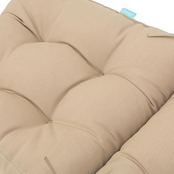 QILLOWAY Outdoor Seat/Back Chair Cushion Tufted Pillow, Spring/Summer Seasonal Replacement Cushions (Beige/Sand/Camel).