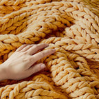 Madison Park Boho Throw Blanket, Soft Blanket Handmade Gift Home Decor, Lightweight & Breathable All Seasons Spring Chunky Knit Blanket, Knitted Throw for Couch, Bed Blanket, 50"x60" Yellow