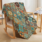Vintage Boho Floral Throw Blanket Mandala Colorful Bohemian Flowers Art Pattern Blanket for Sofa Bed Couch Chair Or Dorm 30"x40"