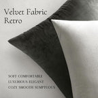 MIULEE 24x24 Inch Euro Sham Velvet Pillow Covers, Set of 2 Large Square Decorative Pillows -Greyish White Super Soft for King Bed, Sofa, Couch, Accent Chairs with Hidden Zipper