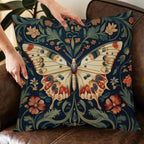 William Morris Abstract Vintage Floral Velvet Butterfly Design Throw Pillow Covers Home Decor, Retro Art Decor Pillowcase Cushion Cover for Bed Sofa Living Room, Square 18x18inch (Beige-Butterfly)