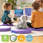 ECR4Kids SoftZone Floor Cushions, Round, Flexible Seating, Purple, 6-Piece
