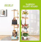 BMOSU Bamboo Plant Stand for Indoor Outdoor Plants Corner Tall Plant Shelf 6 Potted Holder Shelf Plant Rack Holder Display Rack(Natural)