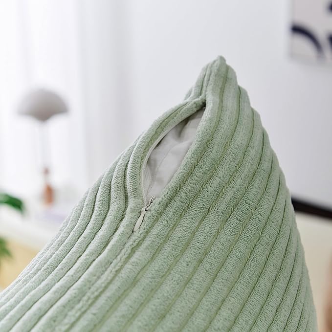 Home Brilliant Sage Green Lumbar Spring Pillow Cover Corduroy Plush Velvet Oblong Decorative Rectangle Pillowcases for Bed Couch Sofa St Patricks Day Decor, Set of 2, 12 x 20 inches(30x50cm), Mint