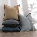 MIULEE Neutral Navy Linen Pillow Covers Pack of 4 Decorative Natural Throw Pillow Covers Soft Accent Boho Farmhouse Couch Pillowcases Coastal Home Decor for Living Room Bed Sofa 18x18 Inch