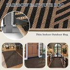 Lahome Enfys Modern Geometric Outdoor Easy Jute Rug, 3x5 Indoor Outdoor Rugs for Living Room Black Entryway Carpet, Farmhouse Washable Non Slip Carpet for Patio Courtyard Bedroom