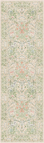Vintage Beige Green 2'6" x 8' Runner Rug for Kitchen, Hallway, Bathroom, Entryway Indoor, Laundry Room, Washable Non Slip Rubber Backing Stain Resistant