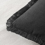 MIULEE Decorative Throw Pillow Covers Neutral Linen Fringe Throw Pillows Set of 2 Black Boho Farmhouse Cushion Covers with Tassels for Couch Sofa Bed Living Room Spring Home Decor 18x18 Inch