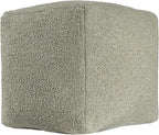 L. R. Resources, Inc. LR Home Handmade Contemporary Solid Boucle Indoor Medium Pouf Ottoman, Green | Cube for Living Room, Bedroom & Dorm Decor | 18 x 18 x 18 Stuffed Ottoman for Seating