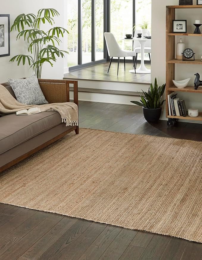 Unique Loom Braided Jute Collection Area Rug - Dhaka (8' Square, Natural)