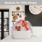 CHICVITA Storage Basket for Gifts, Small Gift Baskets Empty for Baby Showers, Decorative Cotton Rope Basket with Handles, Baby Toy Baskets for Shelves, 13 x 9.8 x 5 inches, White