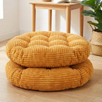 Large Floor Pillow for Adults, 22x22" Memory Foam Floor Cushion with Corduroy Cover, Round Floor Sitting Cushions for Meditation, Lounge,Seating for Yoga, Tatami Living Room (2, Round-Orange)