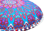 CRAFT KALA 22" Round Boho Floral Floor Pillow Cover, Purple, 22" Diameter, Cotton Fabric, Soft, Indoor Use, Washable
