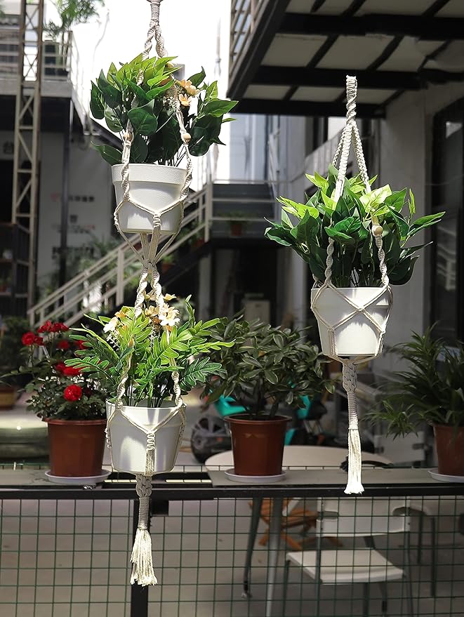 3 in 1 Macrame Kit for Beginners, 3mm x 220yards Cotton Macrame Cord, 3 DIY Macrame Plant Hanger Kits for Adults with Instructions Macrame Supplies Best for Macrame Plant Hanger Kit