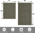 MIULEE Set of 2 Waffle Bathroom Rugs, Super Absorbent Non Slip Bath Rugs, Washable Bath Mats with Tassels, Ultra Soft Rubber Backed Shower Mat for Bathroom Floor, Tub, Green, 17"x24"+18"x30"