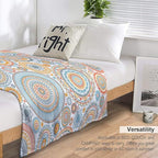 Boho Floral Throw Blanket Abstract Mid Century Mandala Bohemian Blanket for Sofa Bed Couch Chair Or Dorm 50"x60"
