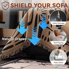 VClife Boho Sofa Cover Pet Sectional Couch Covers, Anti Slip Chenille Sofa Slipcover for 3 Seat, Unique Black Coffee Couch Sofa Covers for 3 Cushion Couch Washable Sofa Covers Throw, 71"X150"
