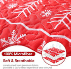 JSD Nordic Christmas Quilt Set Twin Size, Red White Reindeer Snowflakes Tree Printed Bedspreads Coverlet with Pillow Sham 2 Piece
