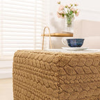 20x20x14 Inches Fluffy Square Pouf Ottoman - Plush Furry Boneless Ottoman Foot Rest Stool with High-Density Foam, Versatile Floor Seating for Living Room (Coffee)