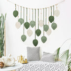 Betylifoy Macrame Wall Hanging Large Macrame Leaves Tapestry Wall Hanging Decoration Boho Handmade Woven Leaf Feather Wall Art Decor for Nursery Bedroom Living Room Office Christmas Thanksgiving Decor, 29 X 51 Inch (Green)