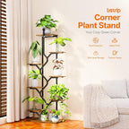 Bstrip 8-Tier Plant Stand with Grow Light, 57 Inch Indoor Plant Shelf, Decor Flower Stand for Living Room & Patio, Rust-Resistant Pipes & Waterproof MDF Boards