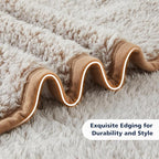 EMME Soft Sherpa Fleece Blanket Reversible Plush Fluffy Large Blanket, Light Weight Warm Decorative Boho Blanket Cover for Sofa, Couch, Bedroom,Travel(Plush Khaki,50"x60")