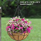 4 Pack 16 Inch Hanging Planters for Outdoor Plants Metal Wire Flower Baskets with Coco Liner & Plastic Saucer Large Deep Hanging Plant Pots for Porch Balcony Garden Décor
