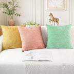 CaliTime Throw Pillow Covers Decorative 20 X 20 Inches Pack of 2 Cozy Chenille Cushion Cases for Couch Sofa Bed Living Room Home Grey Green