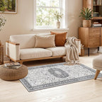 Washable 2x4 Kitchen Sink Rugs: Washable Non-Slip Hardwood Floor Mat for Stove Soft Stain Resistant Carpet Boho Home Decor for High Traffic Area Low-Pile Area Rug for Entryway Foyer(2x4,Grey)