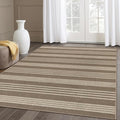 Lahome Elance Striped Non Shed Easy Jute Rug, 5x7 Large Living Dining Room Rug Washable Outdoor Patio Rug, Farmhouse Neutral Non Slip Stain Resistance Indoor Outdoor Carpet for Sunroom Bedroom, Khaki