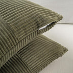 Fancy Homi Set of 2 Olive Green Boho Long Lumbar Body Decorative Throw Pillow Cover 14x36 Inch for Bed Couch Bedroom Bench, Soft Patchwork Corduroy Textured Pillow Case, Rustic Farmhouse Room Décor