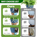 Hanging Planter Self Watering 10 Inch, 2 Pack Hanging Baskets for Plants, Hanging Flower Pots with Drainage Hole & 2 Kinds of Plant Hangers for Garden Home Decor (Navy Blue, 10 Inch)