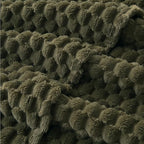 EXQ Home Fleece Blanket Queen Size for Couch or Bed - 3D Imitation Turtle Shell Jacquard Decorative Blankets - Cozy Soft Fuzzy Flannel Blanket Suitable for All Seasons(90"×90",Moss Green)