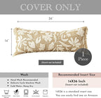 BlissBlush Jute Decorative Spring Long Lumbar Pillow Cover 14x36, Neutral Floral Tufted Body Pillow for Bed, Accent Lumbar Throw Pillow for Bedroom,Outdoor Lounge (Cover Only)