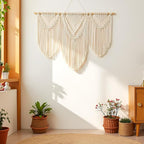 large macrame wall hanging - Boho Tapestry Macrame Wall Decor Art- Chic Bohemian Handmade Woven Tapestry Home Decoration for Bedroom Living Room Apartment Wedding Party - 43"x32" (Beige-Triangle)