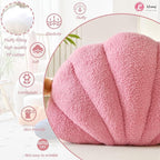 Seashell Throw Pillows, Shell Shaped Throw Pillows, Soft Home Decorative Pillow Plush Cushion for Bed Couch Living Sofa Room Decor Accent Throw Pillow (13x10 Inch, Dusty Pink)