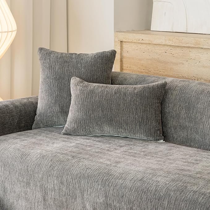 ROOMLIFE Sofa Cover, Boho Couch Cover for 3 Cushion Sofa, Non Slip Chenille Sofa Slipcovers for Dog, Washable Furniture Sofa Protector Cover with Tassel for Living Room, 71''X118”